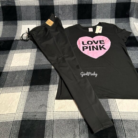 victoria secret PINK leggings OUTFIT with tee size SMALL - Picture 4 of 5